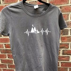 Camping graphic gray T-shirt